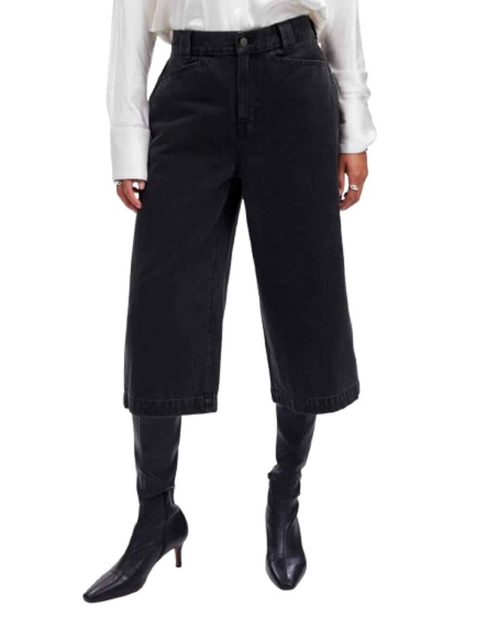MADEWELL Women's Denim Culottes Size 31 US 10 Black Johnston High Rise NT218 NWT
